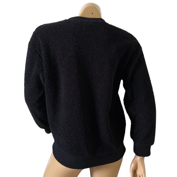 A NEW DAY Womens Size XS Black Crew Neck Sherpa Fleece Pullover Sweat Shirt - Picture 4 of 7